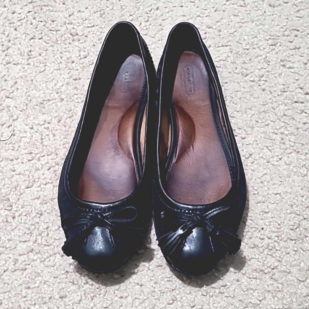 Coach NY Black Leather ,Bow Loafers Slip On Shoes Women's 9.5 - Picture 6 of 14